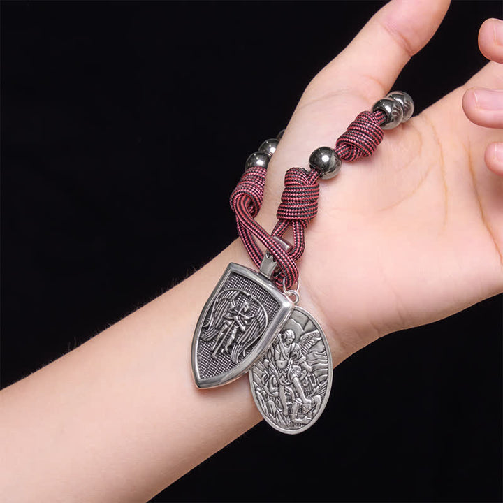 Christianartworkshop Burgundy Paracord St.Michael Archangel Pocket Rosary: Emblem of Brave Heavenly Grace - image 1
