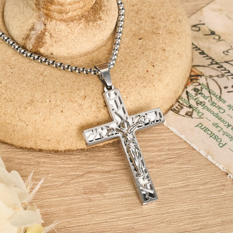 Christianartworkshop Openwork Corpus Crucifix Pendant Necklace: Token Of Abiding Divine Mercy - Silver - image 1