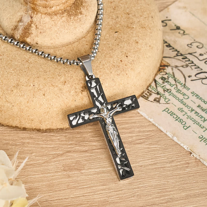 Christianartworkshop Openwork Corpus Crucifix Pendant Necklace: Token Of Abiding Divine Mercy - Black - image 5