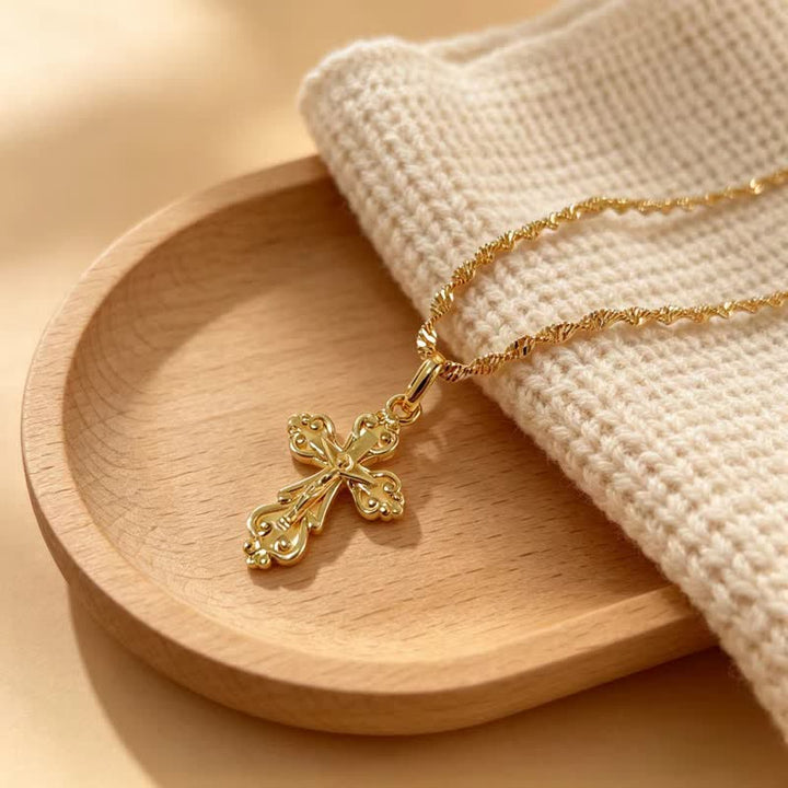 Christianartworkshop Sacred Filigree Cross Copper Necklace: Symbol of Calm Abiding Peace - Golden - image 0