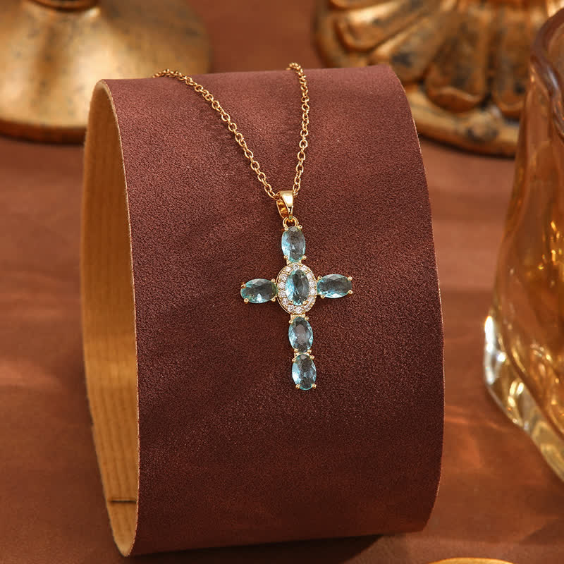 Christianartworkshop Sacred Gem Cross Necklace: Symbol of Calm Abiding Peace - Light Blue - image 12