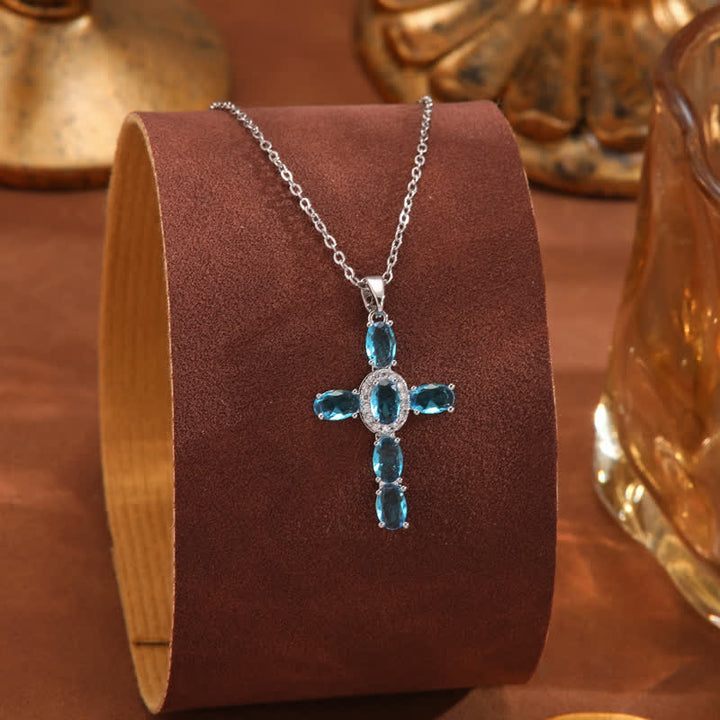 Christianartworkshop Sacred Gem Cross Necklace: Symbol of Calm Abiding Peace - Dark Blue - image 14
