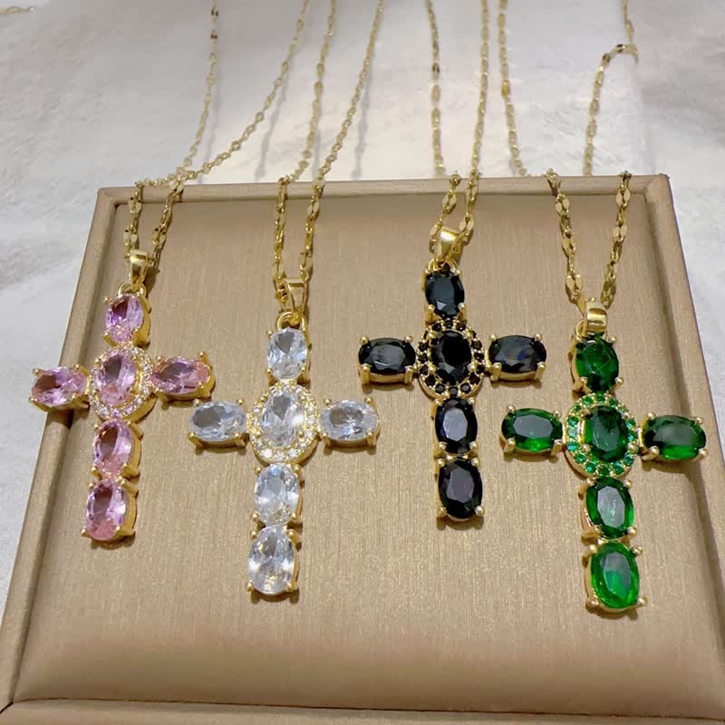 Christianartworkshop Sacred Gem Cross Necklace: Symbol of Calm Abiding Peace - image 1