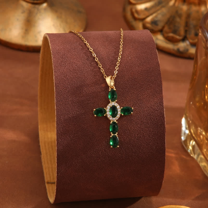 Christianartworkshop Sacred Gem Cross Necklace: Symbol of Calm Abiding Peace - Green - image 13
