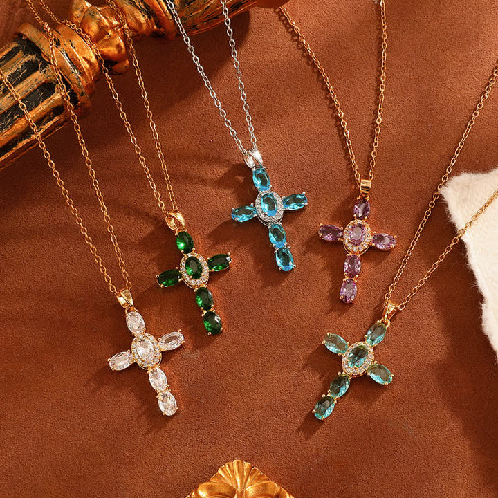 Christianartworkshop Sacred Gem Cross Necklace: Symbol of Calm Abiding Peace - image 0