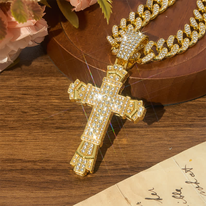Christianartworkshop Sacred Alloy Iced Cross Cuban Necklace: Symbol of Calm Abiding Peace - image 2