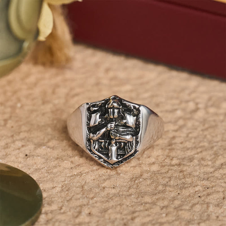 Christianartworkshop Deep Carved Holy Knight Signet Ring: Token of Divine Shelte - US 13 - image 0
