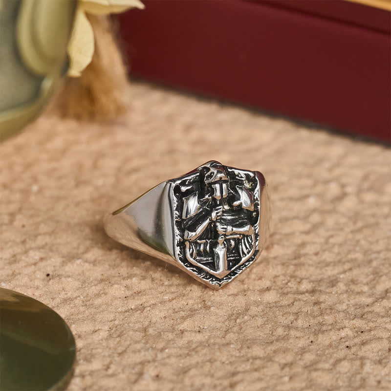 Christianartworkshop Deep Carved Holy Knight Signet Ring: Token of Divine Shelte - image 6