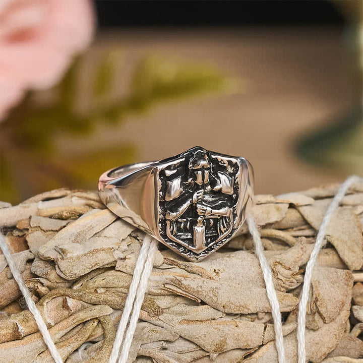 Christianartworkshop Deep Carved Holy Knight Signet Ring: Token of Divine Shelte - image 7
