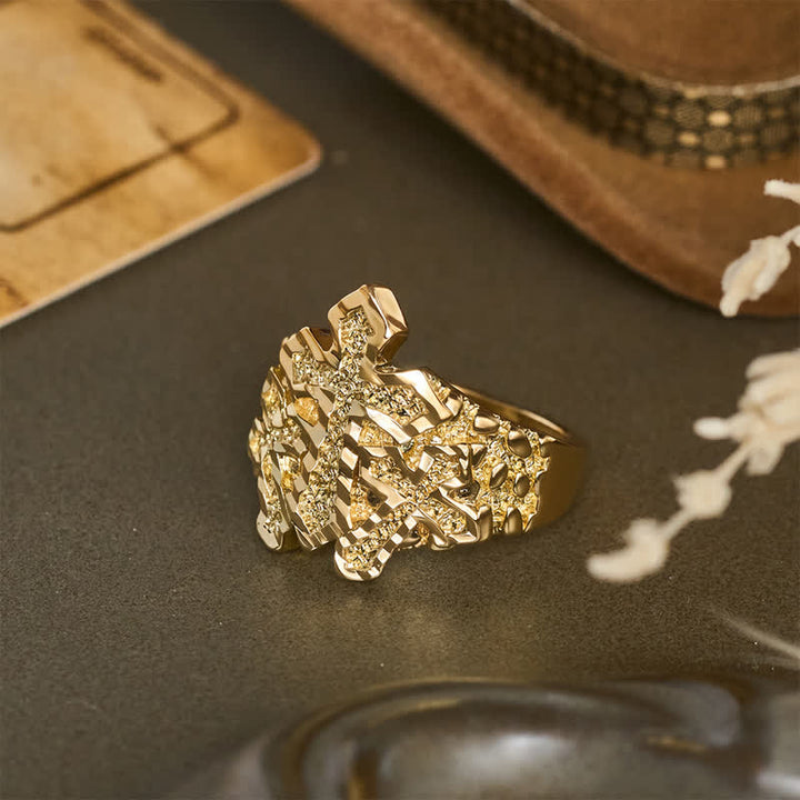 Christianartworkshop Rugged Grain Cross Stainless Steel Ring: Sign of Heavenly Blessings - image 5