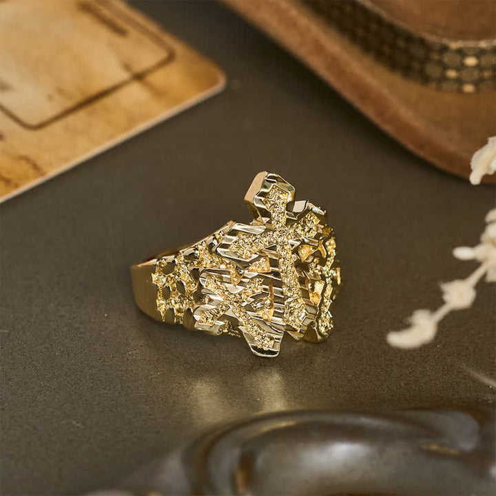 Christianartworkshop Rugged Grain Cross Stainless Steel Ring: Sign of Heavenly Blessings - image 6