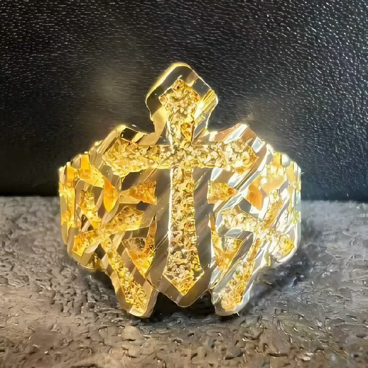 Christianartworkshop Rugged Grain Cross Stainless Steel Ring: Sign of Heavenly Blessings - US 11 - image 0
