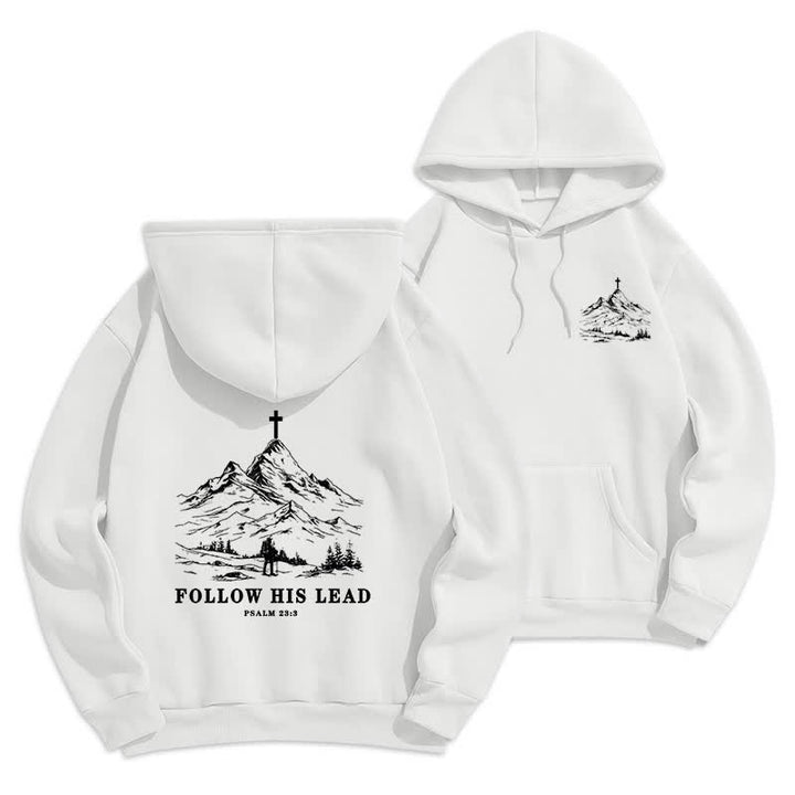 Christianartworkshop Follow His Lead Mountain Cross Pullover Hoodie - White - 2XL - image 3