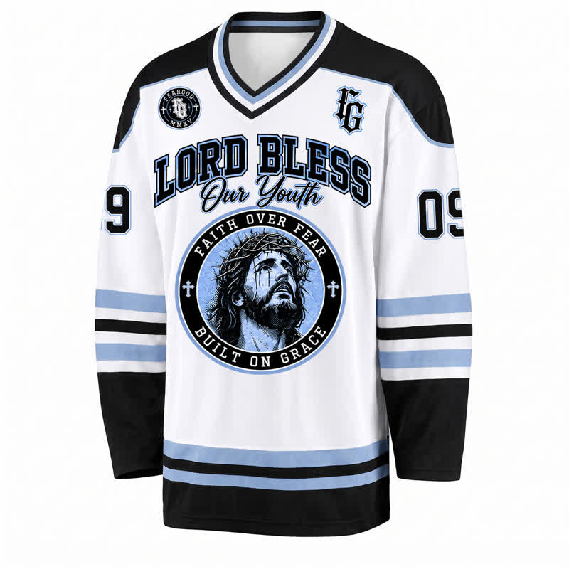 Christianartworkshop Fear God 09 Streetwear Long Sleeve Hockey Jersey - image 1