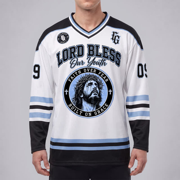 Christianartworkshop Fear God 09 Streetwear Long Sleeve Hockey Jersey - image 3
