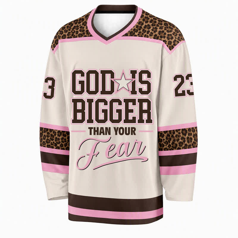 Christianartworkshop God Is Bigger Than Your Fear Hockey Jersey - image 1