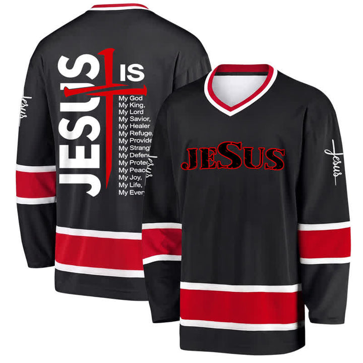 Christianartworkshop Jesus Cross Statement Black Hockey Jersey - 5XL - image 0