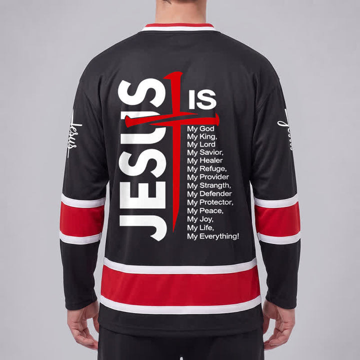 Christianartworkshop Jesus Cross Statement Black Hockey Jersey - image 4