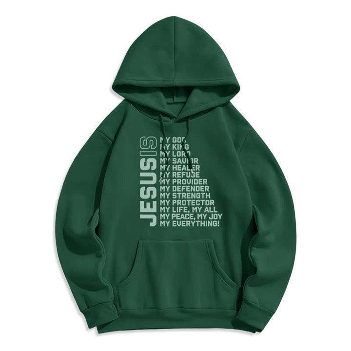 Christianartworkshop Jesus Is Statement Fleece Lined Streetwear Pullover Hoodie - Green - 2XL - image 4