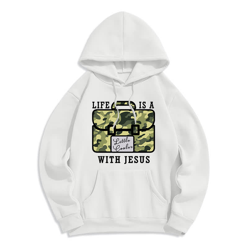 Christianartworkshop Life With Jesus Camo Graphic Fleece Pullover Hoodie - White - 2XL - image 0