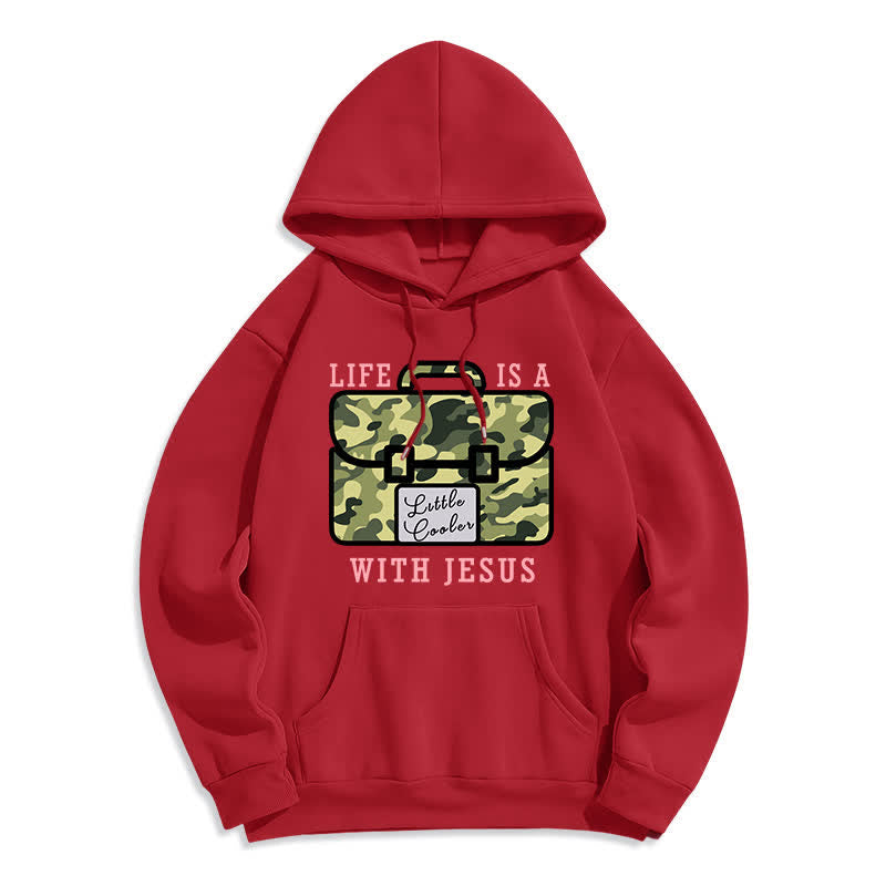 Christianartworkshop Life With Jesus Camo Graphic Fleece Pullover Hoodie - Red - 2XL - image 6
