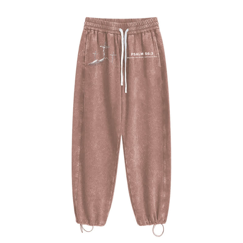 Christianartworkshop Psalm 56:3 Cross Graphic Blush Washed Sweatpants - image 34