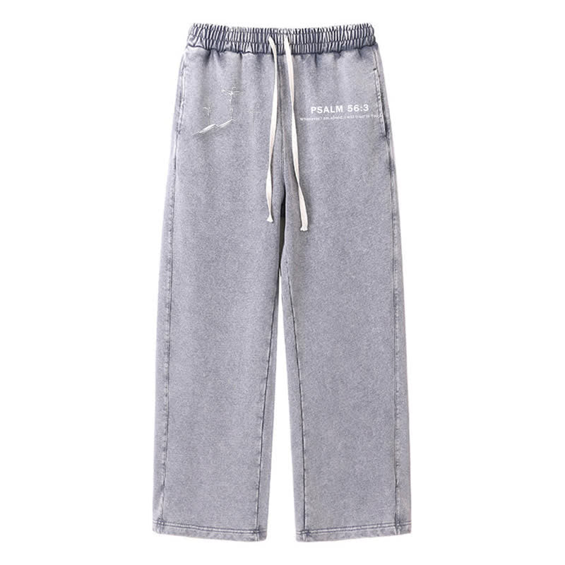 Christianartworkshop Psalm 56:3 Cross Graphic Blush Washed Sweatpants - Grey - 2XL - image 16