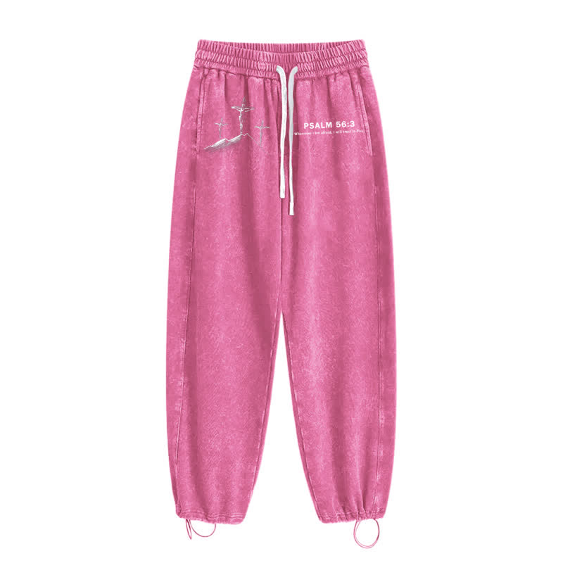 Christianartworkshop Psalm 56:3 Cross Graphic Blush Washed Sweatpants - image 42