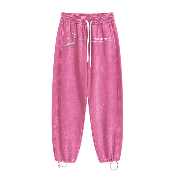 Christianartworkshop Psalm 56:3 Cross Graphic Blush Washed Sweatpants - image 42