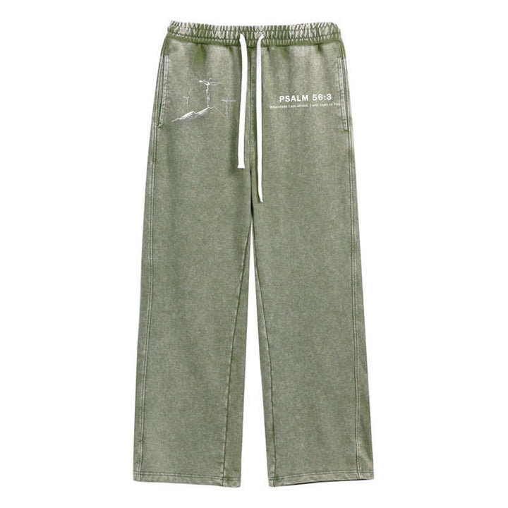 Christianartworkshop Psalm 56:3 Cross Graphic Blush Washed Sweatpants - Army Green - 2XL - image 24