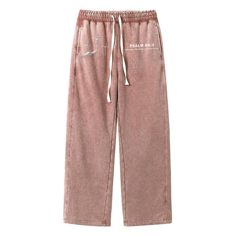 Christianartworkshop Psalm 56:3 Cross Graphic Blush Washed Sweatpants - Brown - 2XL - image 32