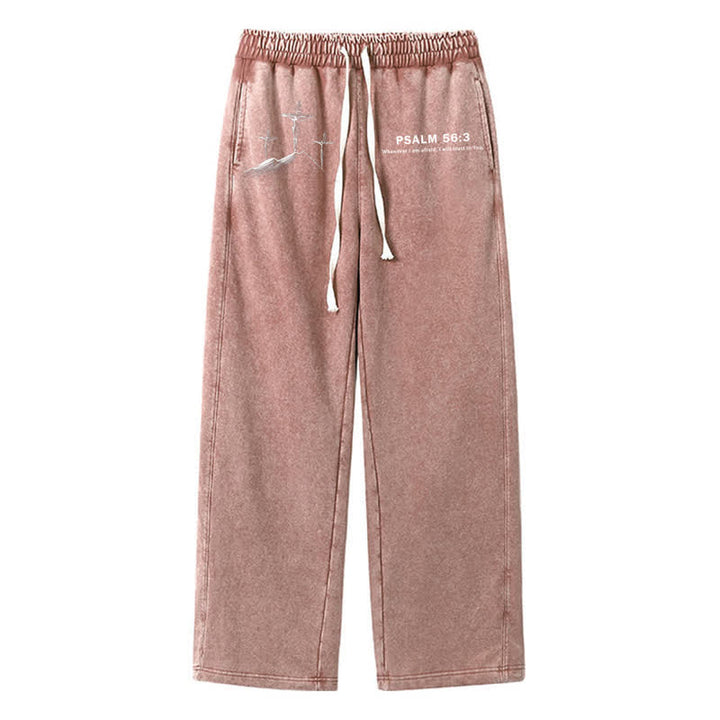 Christianartworkshop Psalm 56:3 Cross Graphic Blush Washed Sweatpants - Brown - 2XL - image 32