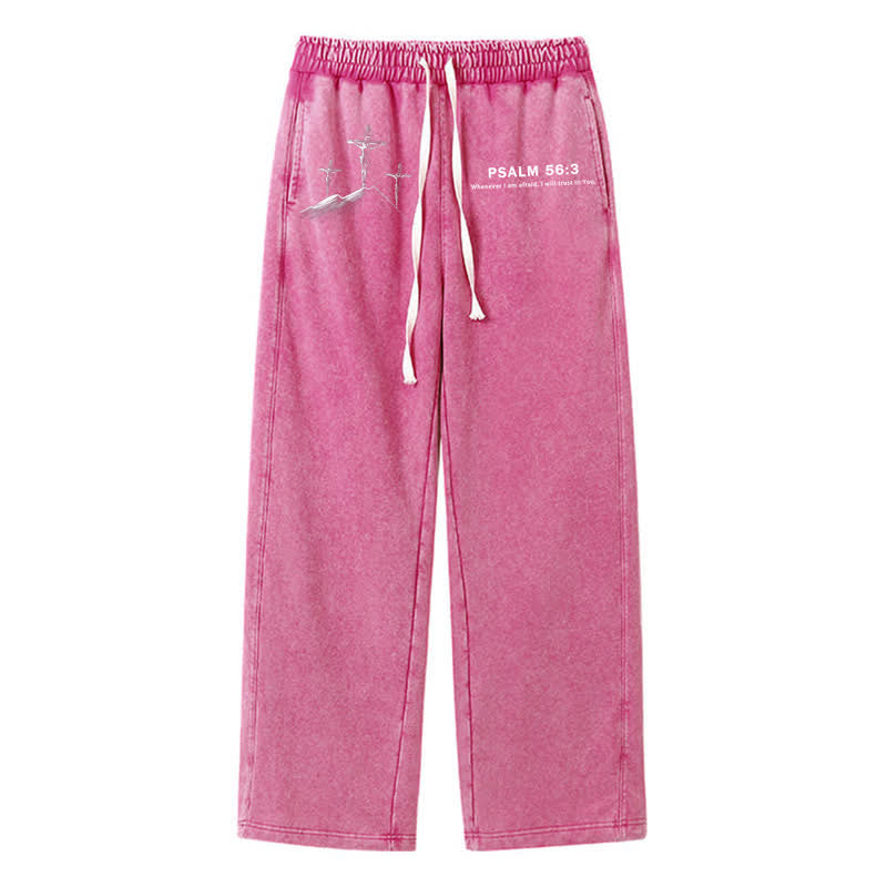 Christianartworkshop Psalm 56:3 Cross Graphic Blush Washed Sweatpants - Rose - 2XL - image 40