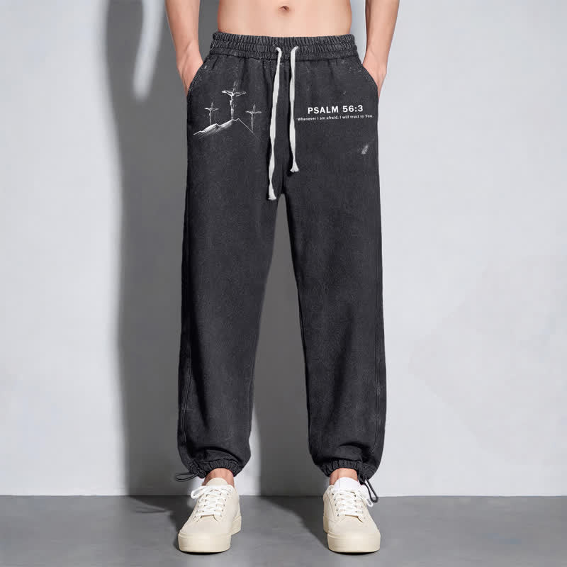 Christianartworkshop Psalm 56:3 Cross Graphic Blush Washed Sweatpants - image 14