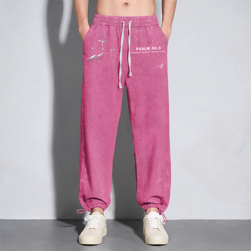 Christianartworkshop Psalm 56:3 Cross Graphic Blush Washed Sweatpants - image 46