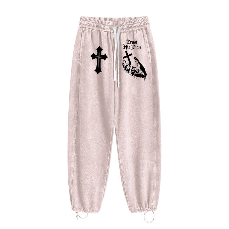 Christianartworkshop Trust His Plan Cross Graphic Washed Sweatpants - image 26