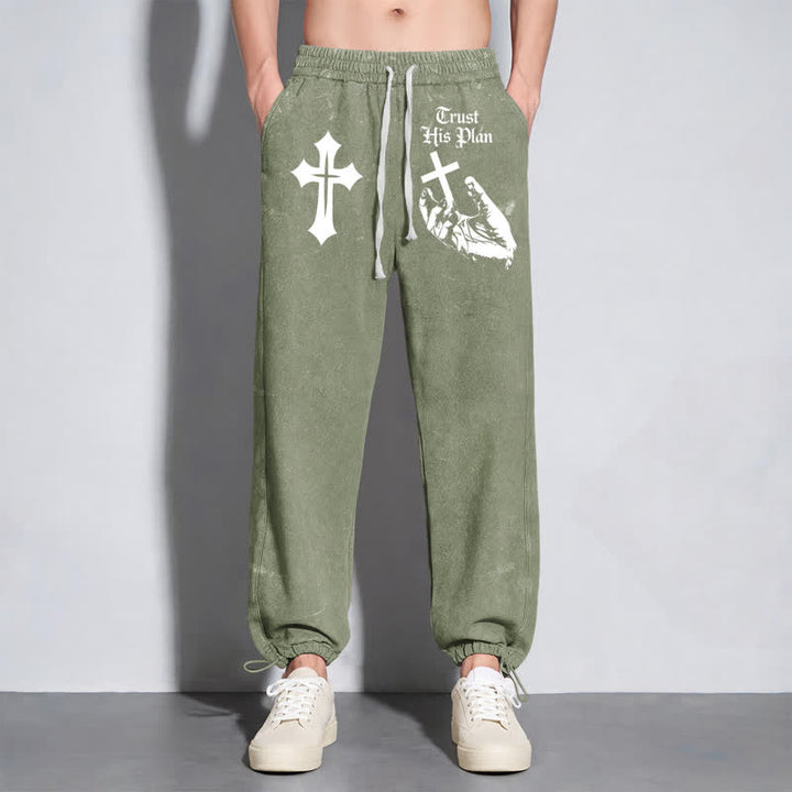 Christianartworkshop Trust His Plan Cross Graphic Washed Sweatpants - image 38