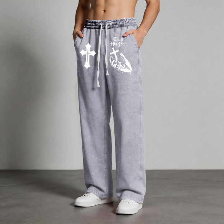 Christianartworkshop Trust His Plan Cross Graphic Washed Sweatpants - image 20