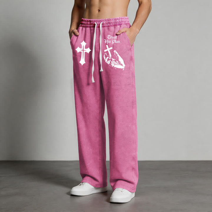 Christianartworkshop Trust His Plan Cross Graphic Washed Sweatpants - image 44