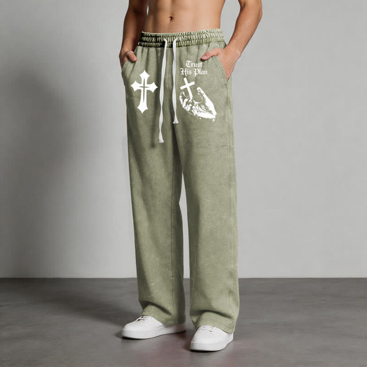 Christianartworkshop Trust His Plan Cross Graphic Washed Sweatpants - image 36