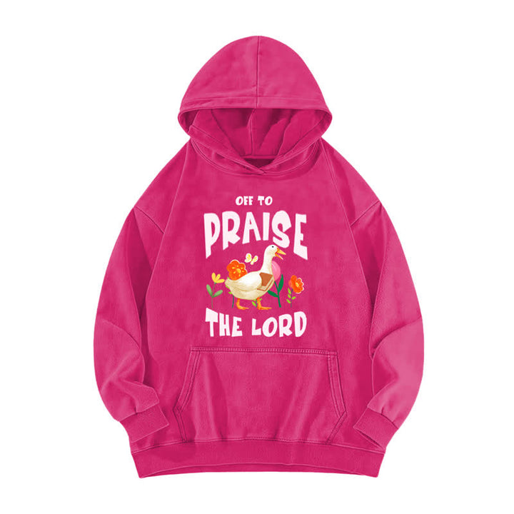 Christianartworkshop Off To Praise The Lord Duck Floral Washed Hoodie - Rose - 5XL - image 5