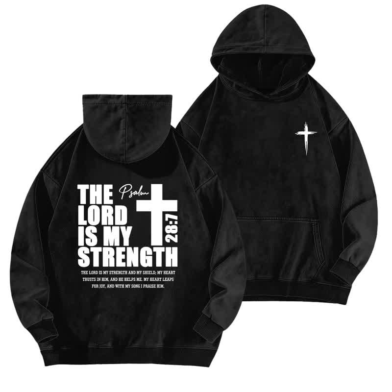 Christianartworkshop The Lord Is My Strength Washed Hoodie - Black - 5XL - image 3