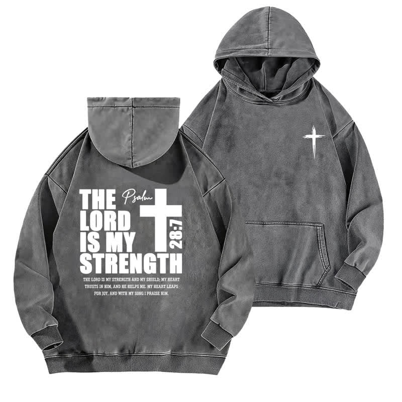 Christianartworkshop The Lord Is My Strength Washed Hoodie - Grey - 5XL - image 9