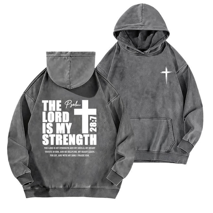 Christianartworkshop The Lord Is My Strength Washed Hoodie - Grey - 5XL - image 9