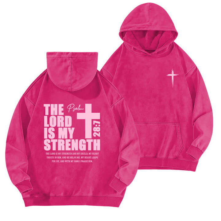 Christianartworkshop The Lord Is My Strength Washed Hoodie - Rose - 5XL - image 15