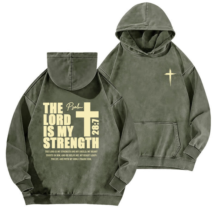 Christianartworkshop The Lord Is My Strength Washed Hoodie - Army Green - 5XL - image 0