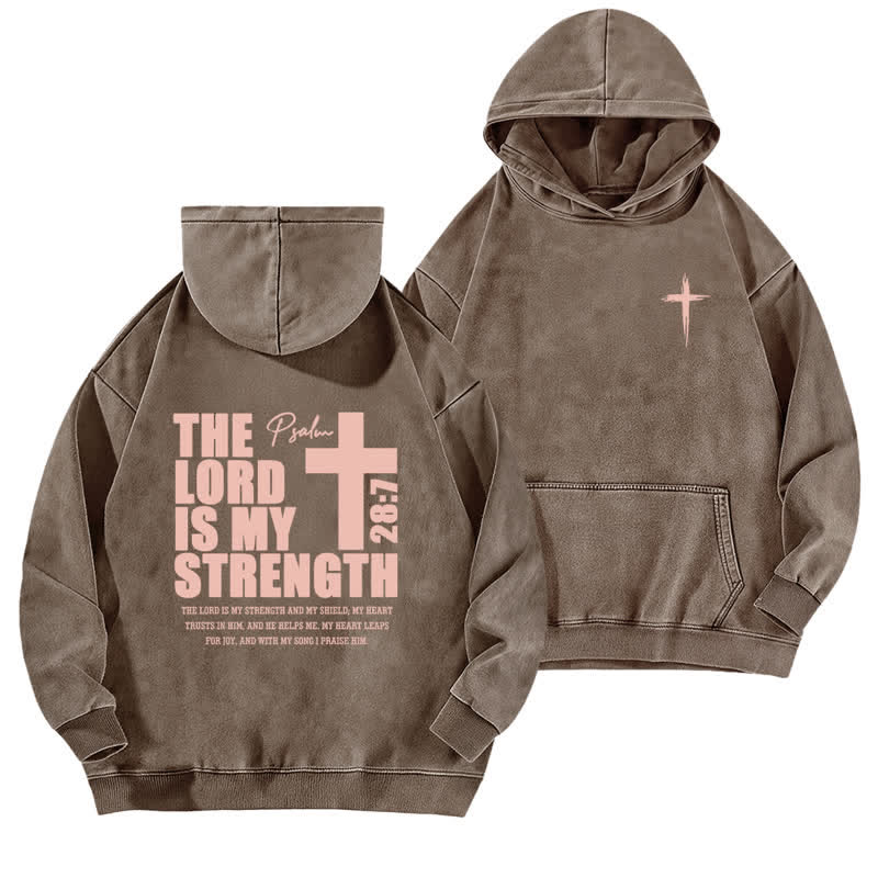 Christianartworkshop The Lord Is My Strength Washed Hoodie - Coffee - 5XL - image 12