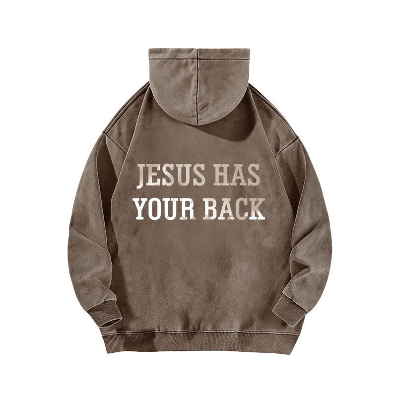 Christianartworkshop Jesus Has Your Back Cross Print Washed Hoodie - image 13