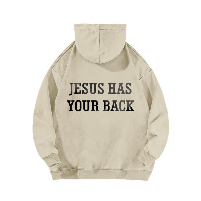 Christianartworkshop Jesus Has Your Back Cross Print Washed Hoodie - image 1