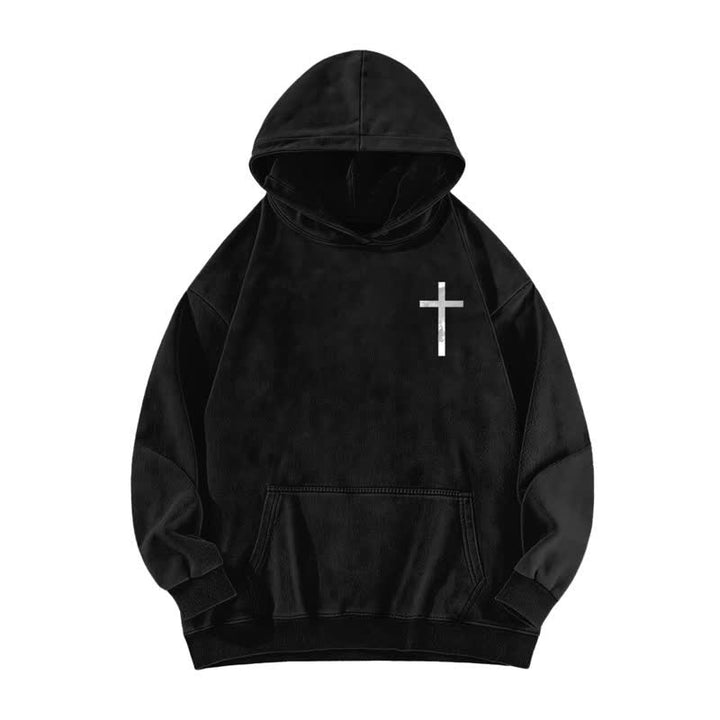 Christianartworkshop Jesus Has Your Back Cross Print Washed Hoodie - image 5